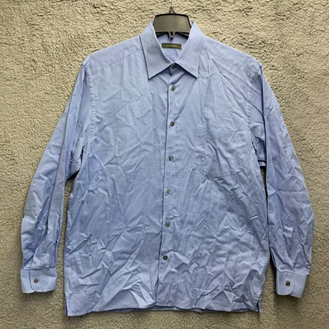 Ermenegildo Zegna Mens XL Button Down Shirt Blue Cotton