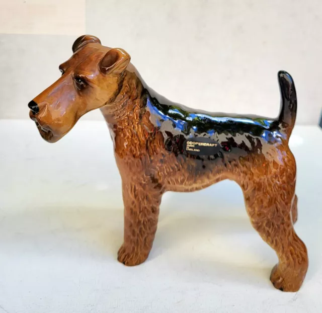 Vintage Coopercraft Bone China Dog Figurine FOX TERRIER 7" Tall Made In England