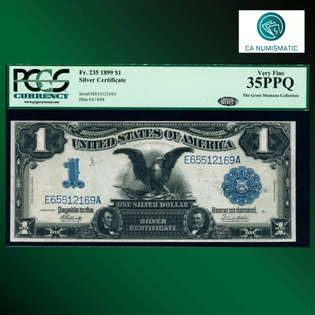 Fr.235 1899 $1 One Dollar Silver Certificate, Black Eagle, PCGS 35 PPQ, 12169