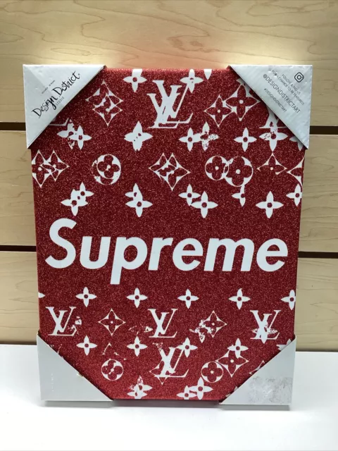 Supreme & Louis Vuitton Red Glitter Painting Room Decor 11X14