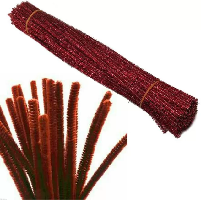 Chenille Pipe Cleaners Brown Craft Stems Tinsel 30cm Pack Bristle Glitter Uk 12"