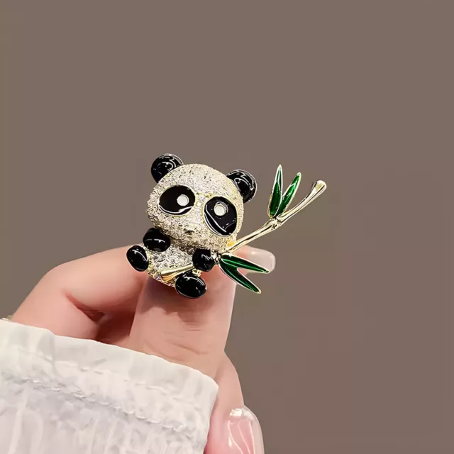 Fashion Cute Bamboo Panda Brooches Women Clothing Coat Jewelry Party Accessries