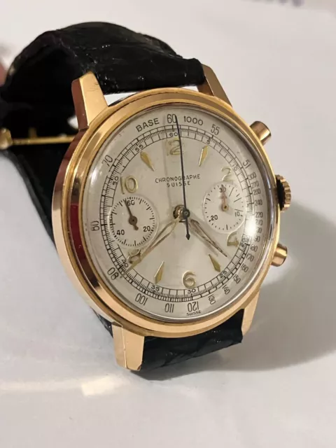 Orologio Chronographe Suisse Landeron 151 Big Size Carica Manuale Gold Plated