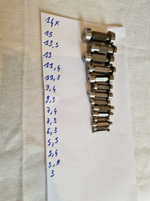 M  lot de 14 petits  calibres tampons lisses metrologie coniques 3 15 mm