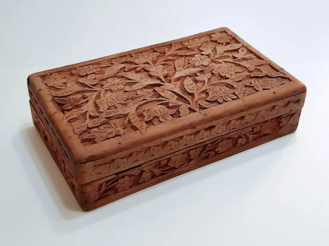 SCRIGNO IN LEGNO intagliato scatola forziere indiano antico portagioie  vintage EUR 30,00 - PicClick IT