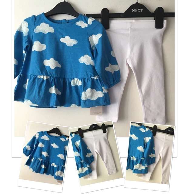 Leggings bianchi Next bambine exc u & nuovi top a tema cloud M&S 6-9 mesi