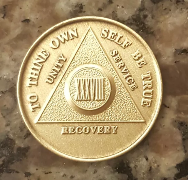 Alcoholics Anonymous 38 Year Recovery Coin Chip Medallion Medal Token AA Bronze