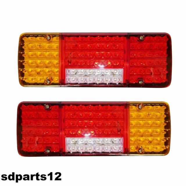 2x Feux Arrière 24V 98 LED pour Remorque Semi-Remorque Camion Caravane Fourgon