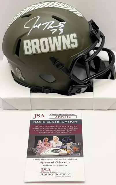 Joe Thomas Signed Autographed Cleveland Browns Salute To Service Mini Helmet JSA
