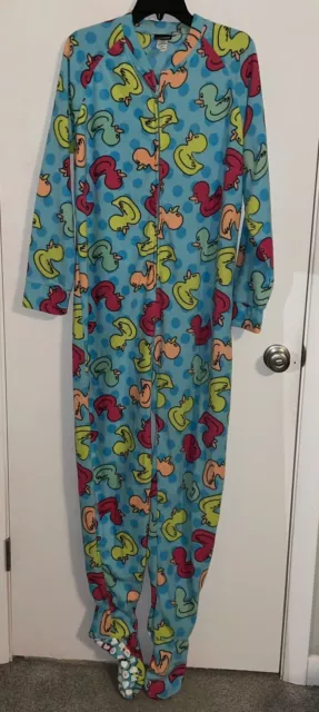 Joe Boxer All Over Rubber Duck Print Footie one piece Pajamas Adult Womens Large