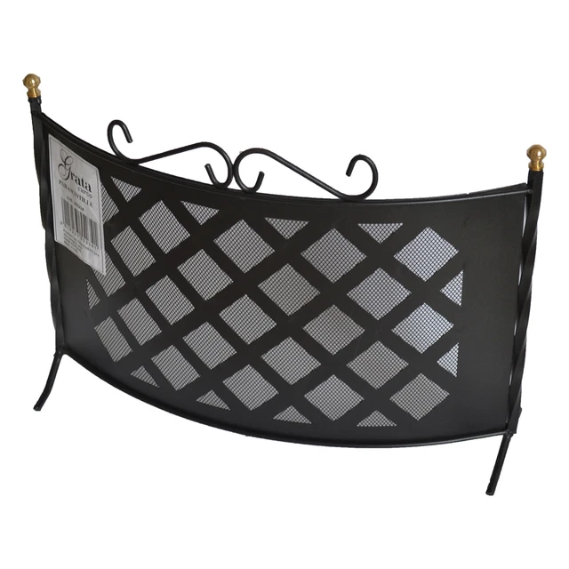 Descargador Grata Curvado para Chimenea Decoro Rombos Hierro Forjado Negro