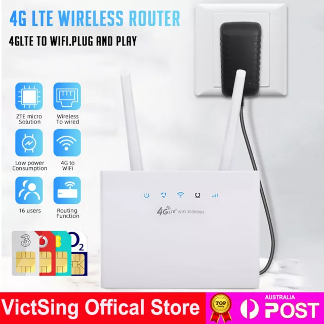 2.4G Unlocked 4G LTE Modem Router with SIM Card Slot 300Mbps Wireless WiFi VPN