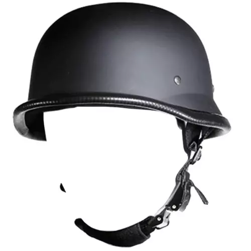 Motorcycle Half Helmet German Novelty Flat Black Cruiser Biker Fiberglass shell