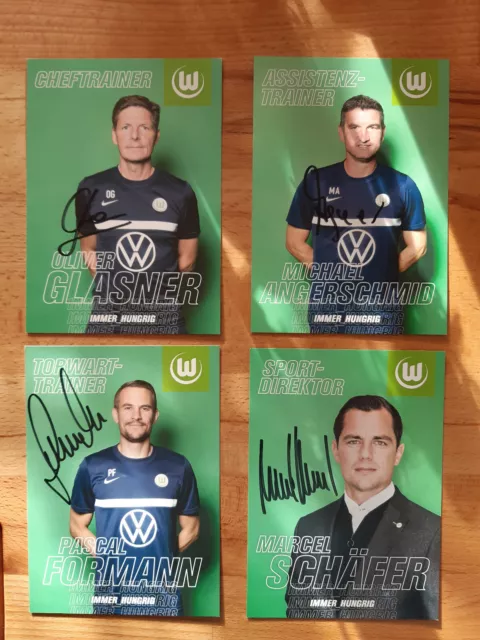 4 Autogrammkarten Original Signiert VFL Wolfsburg