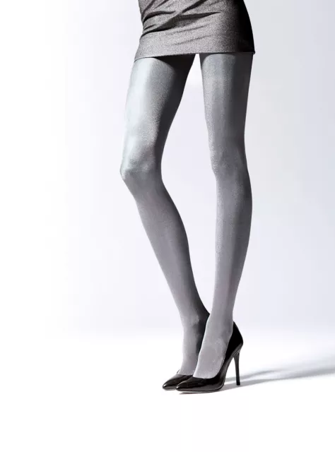 Alluring Silver Glossy Metallic Party Evening Prom Thicker Tights Pantyhose T45
