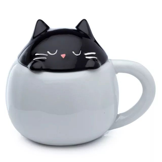 Feline Fine Cat Peeping Lid Ceramic Lidded Animal Coffee Mug Animals Mug LMUG02