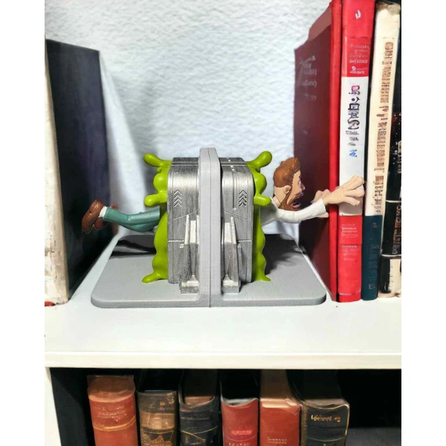 Quirky Man Going Through Portal Bookends - Time Tunnel Theme 3D Printed Decor