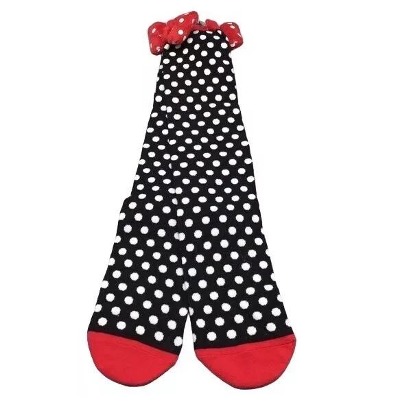 DISNEY PARKS MINNIE Mouse Black Knee Hi Socks with White Polka Dots $19 ...