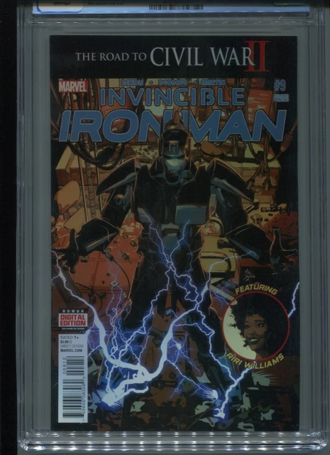 Invincible Iron Man #9 (2016) CGC 9.6 [WHITE] 1st full Riri IRONHEART! 2nd PRINT 2