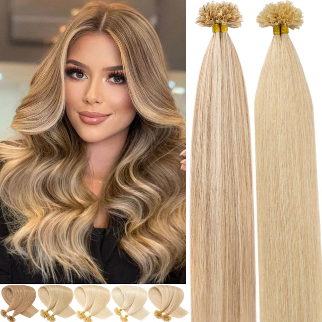 Pre Bonded Keratin Nail U Tip Hair Extensions 100% Remy Human Hair Highlight USA