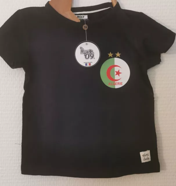 Polo chemise noir algerie football logo taille 18 mois