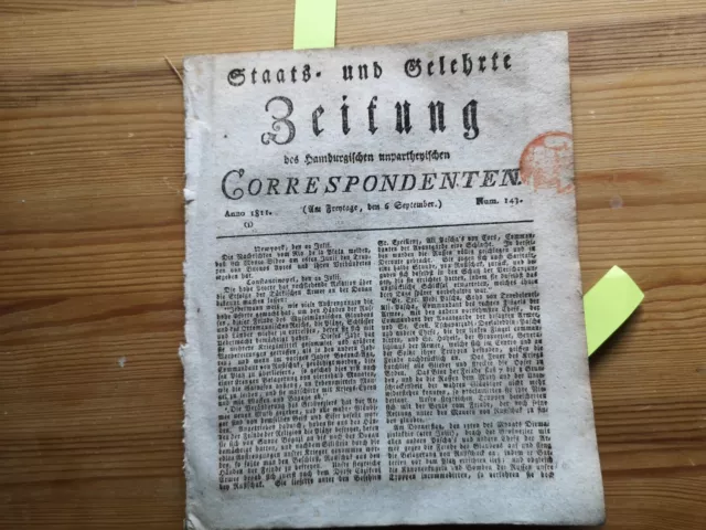 1811 Zeitung Hamburg 143 Heinrich Freiherr von Crumpipen Hamburg unter Napoleon