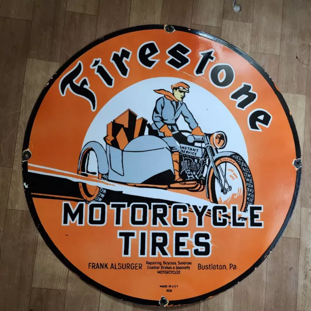 Firestone Tires Porcelain Enamel Sign 30 Inches Round