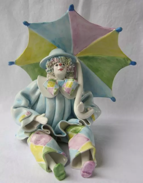 Exquisite Rare Porcelain Pierrot Clown Umbrella Italy for Gumps San Francisco 20