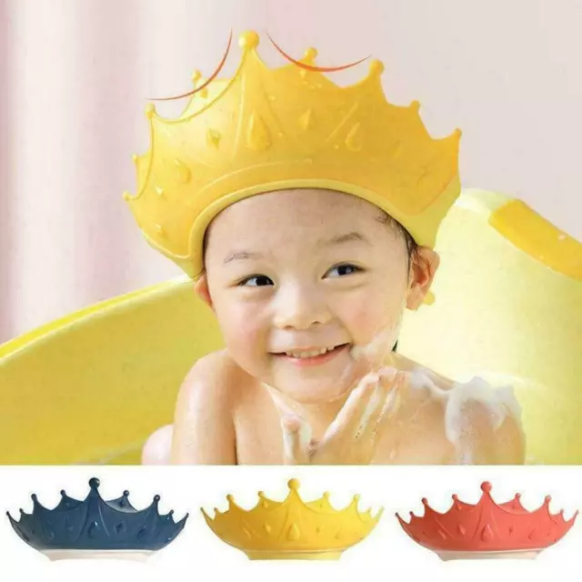 Adjustable Baby Shower Shampoo Cap Crown Shape Wash For Ear Hat NEW Hair R2D6