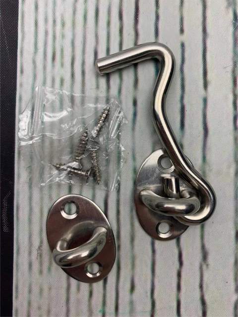 3 Inch Barn Door Lock Hook Eye Latch Gate Lock Black Stainless Steel Safety Silv