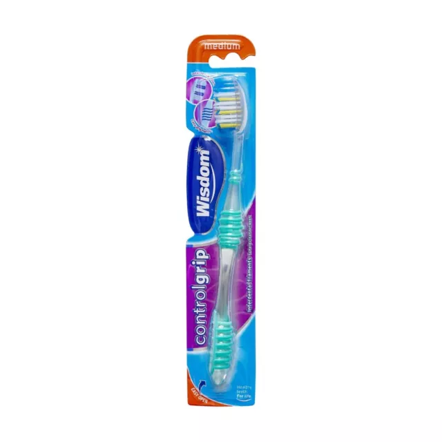 4 Pack x Wisdom Control Grip Medium Brush ToothBrush Interdental Filaments 3