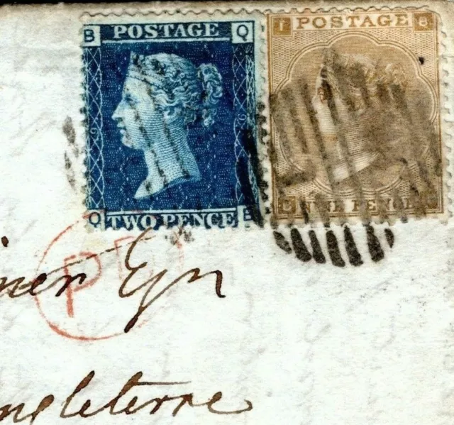 GB SG.86 9d Cover HISTORIC LETTER re *QUEEN IN MOURNING* 2d Blue 1862 Italy 237b