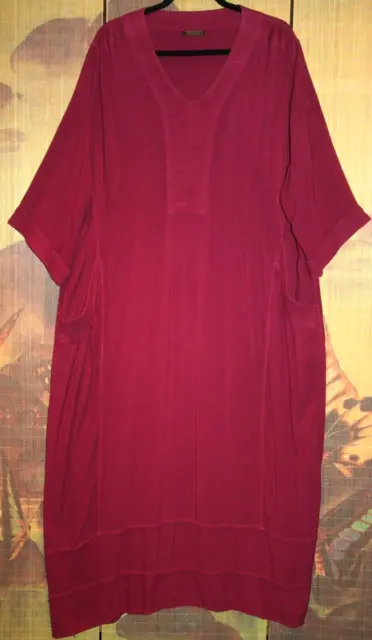 HAMPSTEAD BAZAAR O/S Amazing Long Kimono Dress 56"Bust Deep Pink/Red Oversize