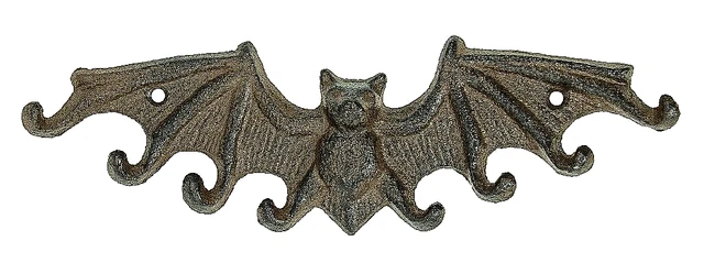 Cast Iron Wall Mount Fruit Bat Wings Key Holder Hook Gothic Coat Hat Decor
