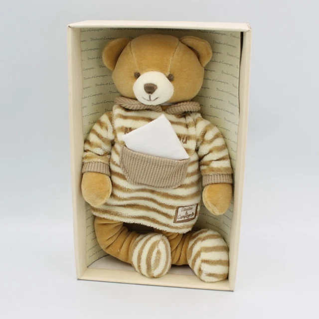 Doudou et compagnie ours beige rayé poche mouchoir Mon Doudou - 16685