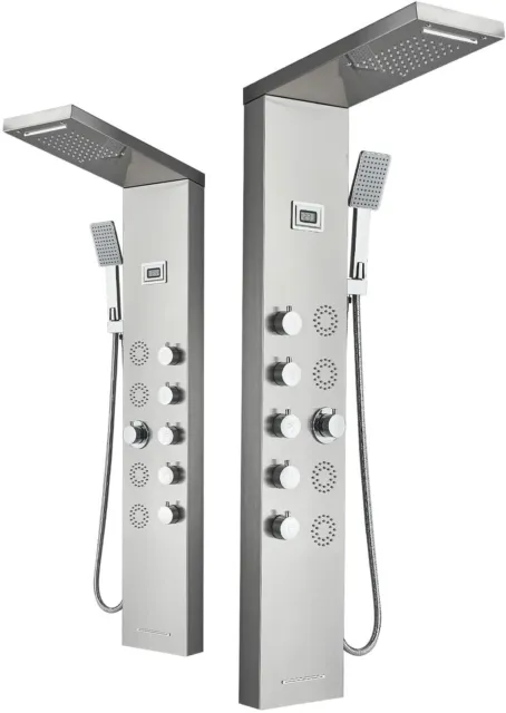 Cfeoerf Shower Panel System Rainfall Shower Panel Tower System Stainless Steel