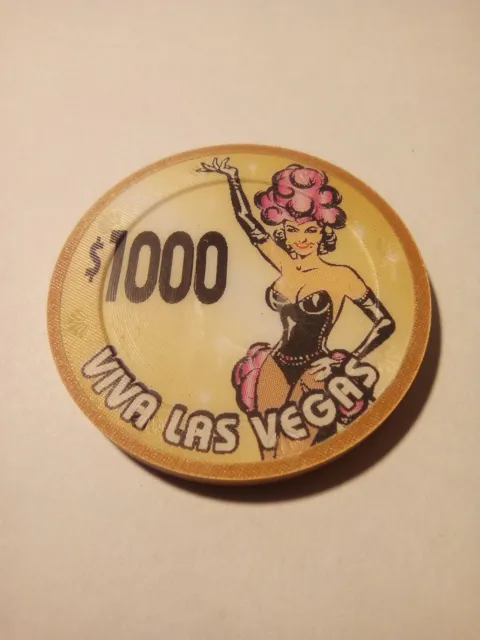 Viva Las Vegas Beautiful Showgirl $1,000 Chip Great For Any Collection!
