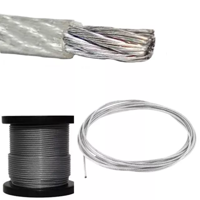 1.5 2 3 4 5 8mm  Steel Wire Rope Clear PVC Plastic Coated  Metal Cable Rigging