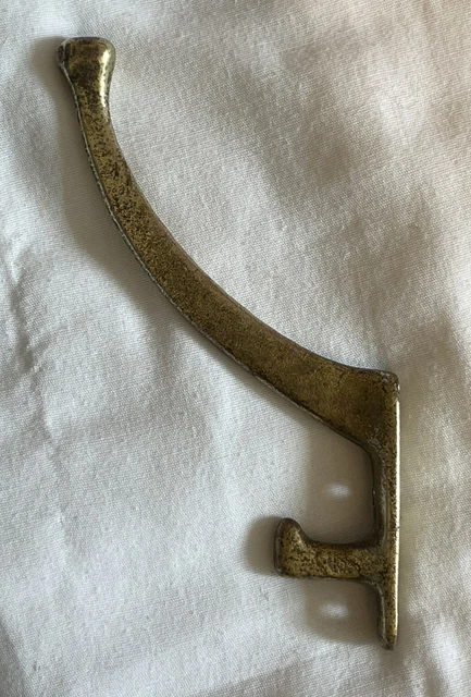 Antique Brass Plated Double Coat Hook Victorian Original Vintage c.1900’s