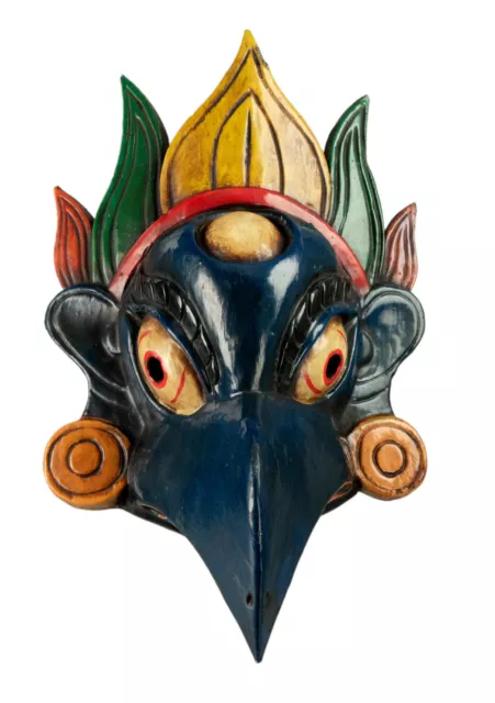 Masque Garuda - Rituel Tibétain - 31 cm -Bleu - Danse Bouddhiste - Nepal - 8993