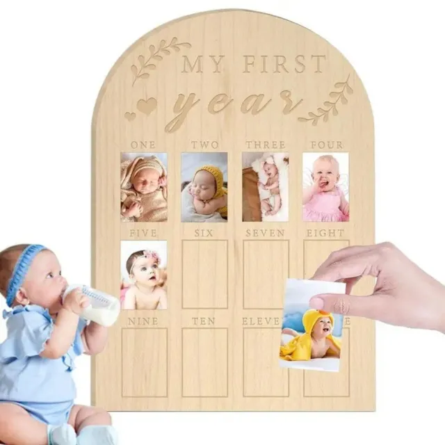 Baby's First-Year Photo Display Wood Board Photo Frame Milestone Board 12 Months