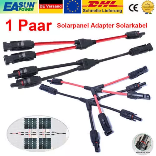 1 Pair 2 3 Y Splitter Parallel Connector Solar Kabel PV Verlängerungskabel