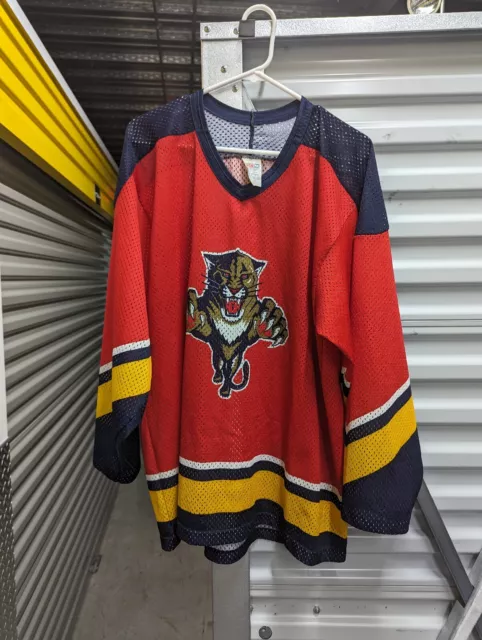 Vintage 1990's Florida Panthers Jersey CCM Red Practice Jersey Cat