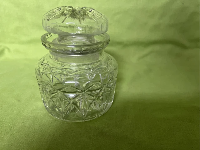 Vintage Pressglas Aufbewahrungsglas & Deckel