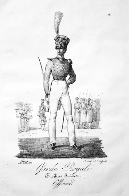 Francia Füsilier Infantería Militaria Uniformen Uniforms Litografía