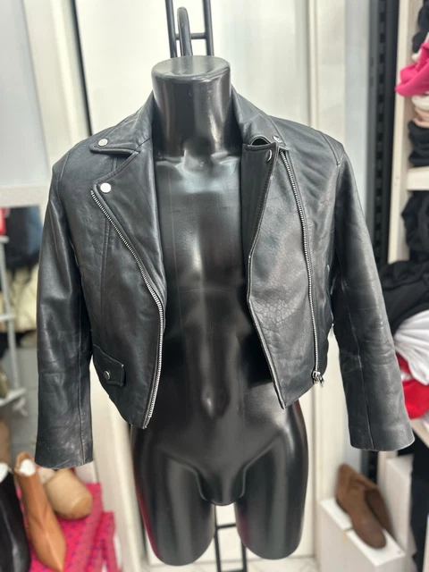 Veste Perfecto En Cuir D'agneau Noir MIKE KURTIS Paris - Taille 40 (36) - Vintage 1982 - Occasion TB état