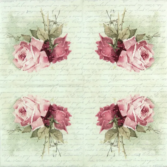 4x Paper Napkins -Sagen Vintage Wild Rose- Mix for Decoupage Decopatch 2