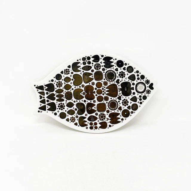 Porsgrund Norway Trivet Wall Plaque 70 Porcelain Fish Brown Vintage Scandinavian