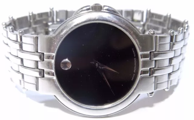 Movado Mens Black Dial Stainless Steel Swiss Quartz Watch 3610667