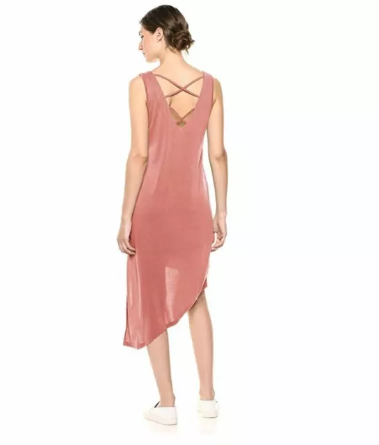 Splendid Dress Asymmetrical Terracotta Midi Dress Cross Back Sz M NWT $148 2